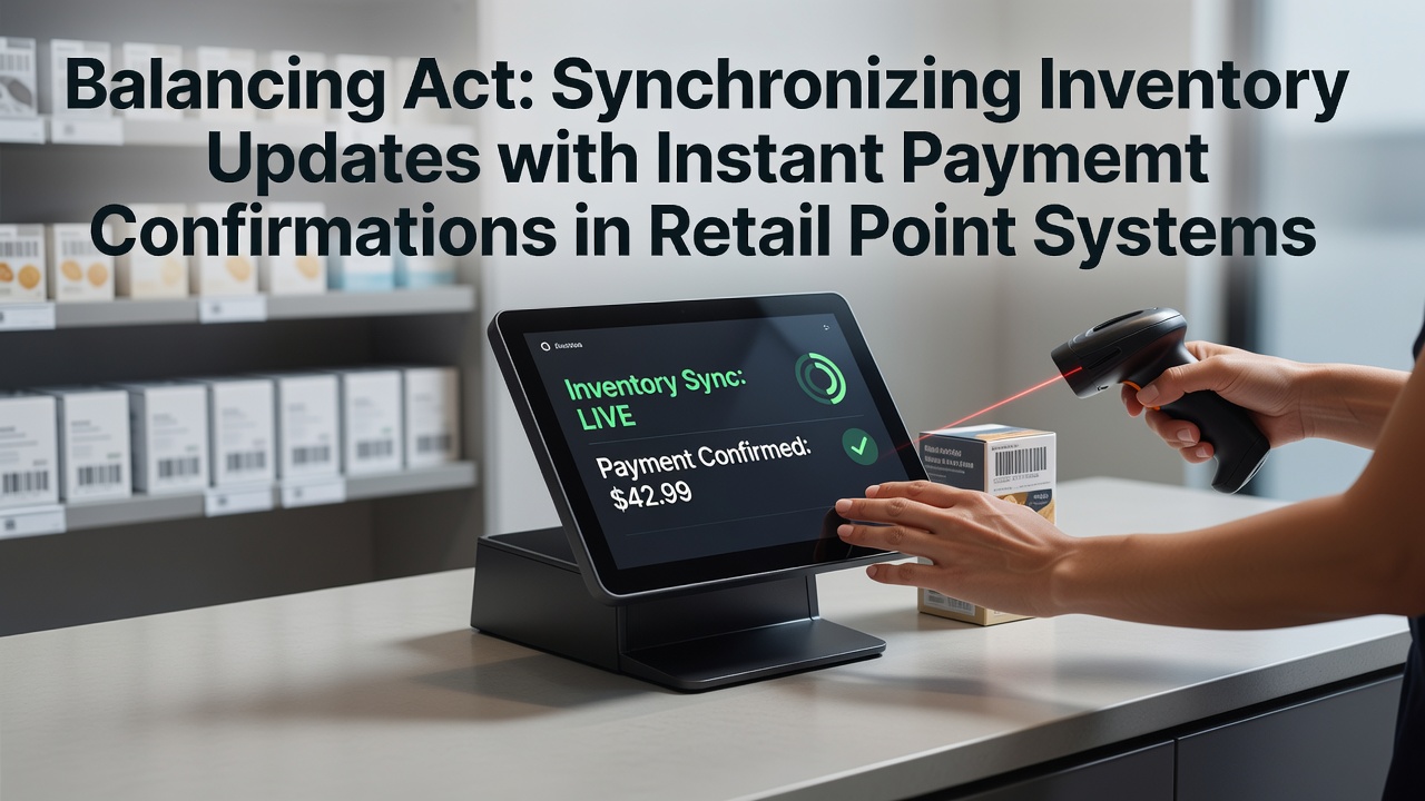 Retail point-of-sale terminal processing a payment while updating inventory levels in real time