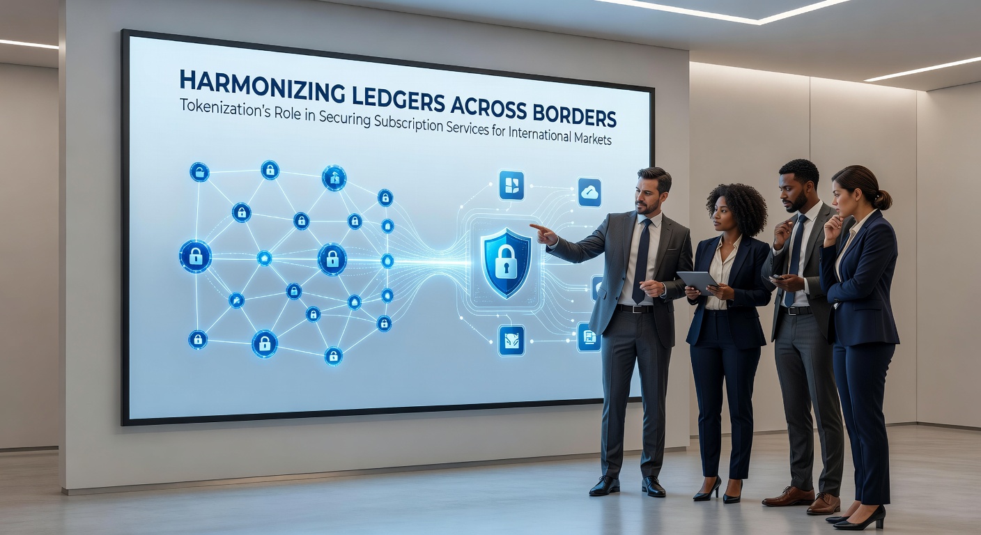 Secure token exchange between international subscription platforms and harmonized ledger systems